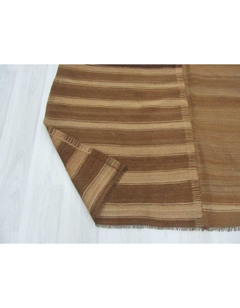 Vintage striped brown Turkish wool kilim rug