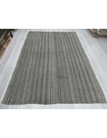 Striped gray Turkish kilim rug