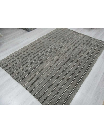 Striped gray Turkish kilim rug