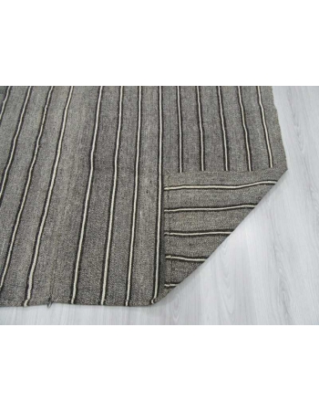 Striped gray Turkish kilim rug