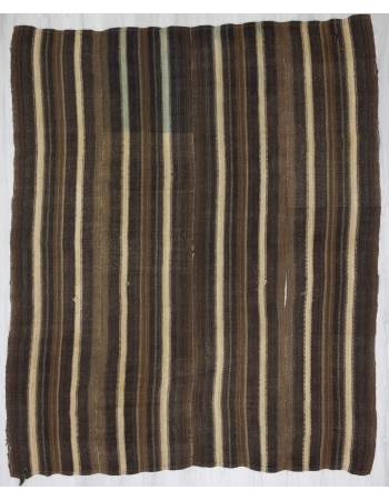 White & Brown striped vintage Turkish kilim rug