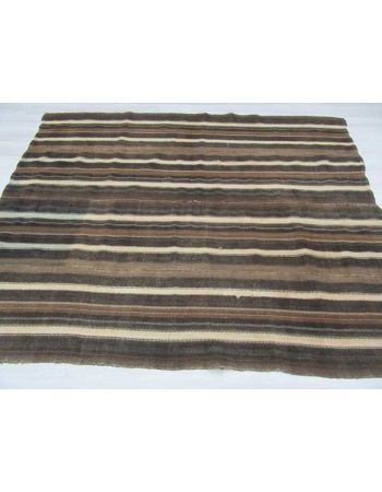 White & Brown striped vintage Turkish kilim rug