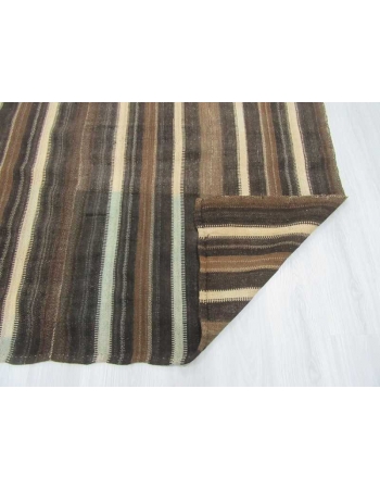White & Brown striped vintage Turkish kilim rug