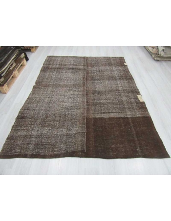 Vintage modern goat hair kilim rug