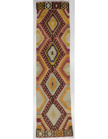 Vintage decorative Turkish kilim runner