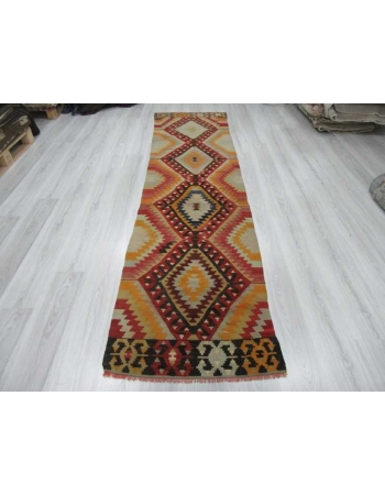 Vintage decorative Turkish kilim runner