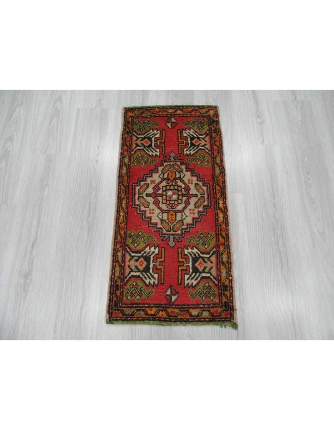 1.8x4.2 Ft Vintage decorative mini Turkish rug