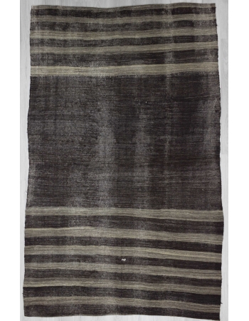 Gray striped black vintage Turkish kilim rug