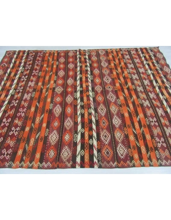 Vintage handwoven embroidered Turkish kelim rug