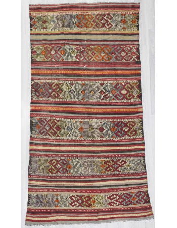 Vintage embroidered kilim rug