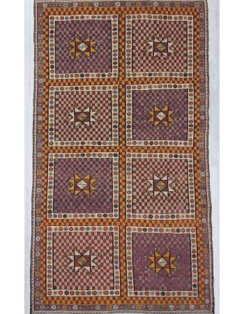 Vintage embroidered Turkish kilim rug