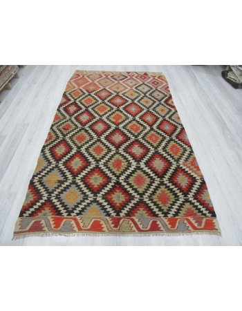 Vintage colorful Turkish kilim rug
