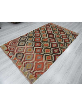 Vintage colorful Turkish kilim rug