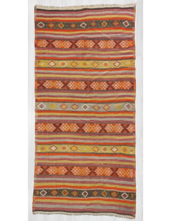 Vintage striped Turkish kelim rug