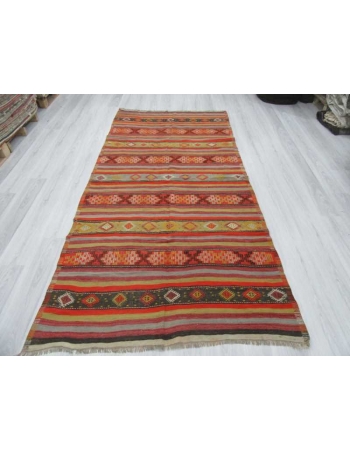 Vintage striped Turkish kelim rug