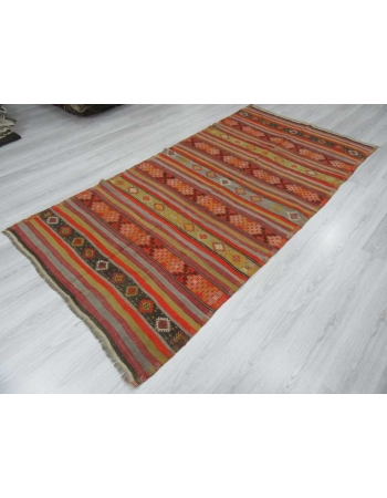 Vintage striped Turkish kelim rug