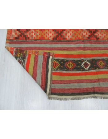 Vintage striped Turkish kelim rug