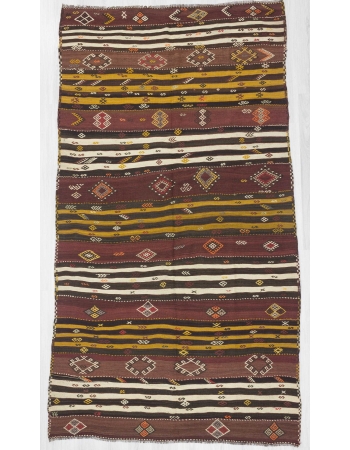 Striped vintage Turkish kilim rug