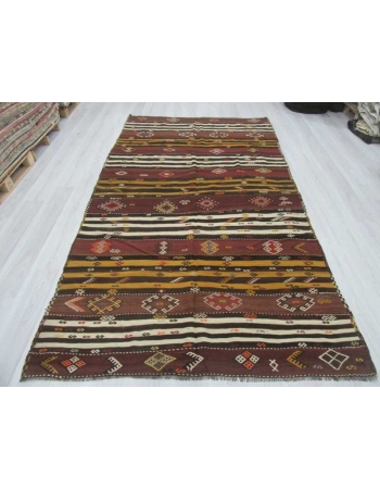 Striped vintage Turkish kilim rug