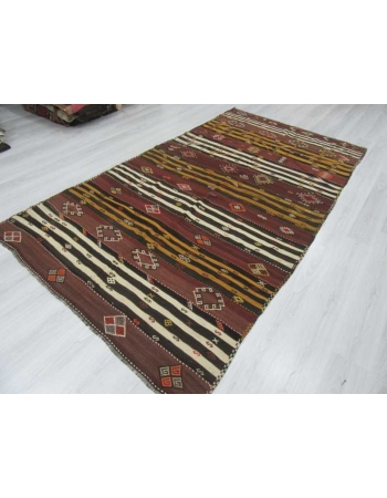 Striped vintage Turkish kilim rug