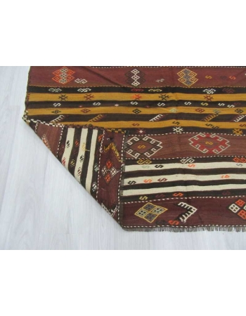 Striped vintage Turkish kilim rug