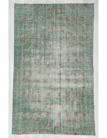 Distressed green Turkish deco rug