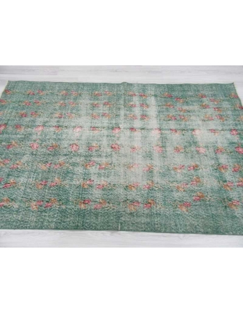 Distressed green Turkish deco rug