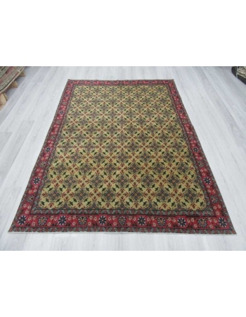 Vintage yellow ground floral Turkish rug