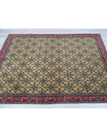 Vintage yellow ground floral Turkish rug