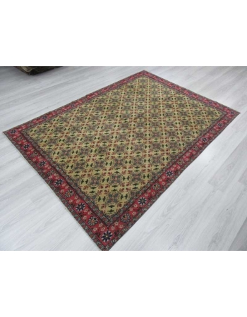 Vintage yellow ground floral Turkish rug