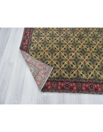 Vintage yellow ground floral Turkish rug