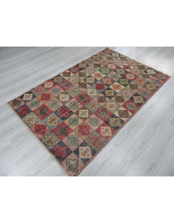 Vintage colorful Turkish deco rug
