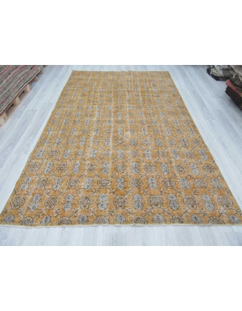 Vintage yellow Turkish deco rug
