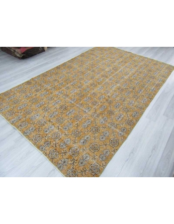 Vintage yellow Turkish deco rug