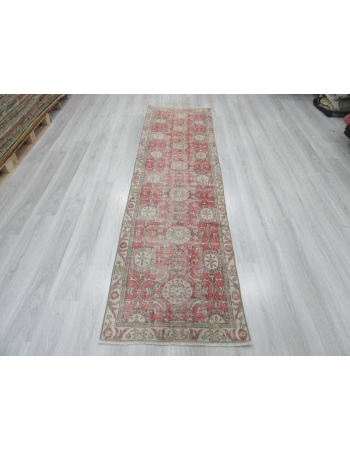 Vintage unique Turkish Oushak runner rug