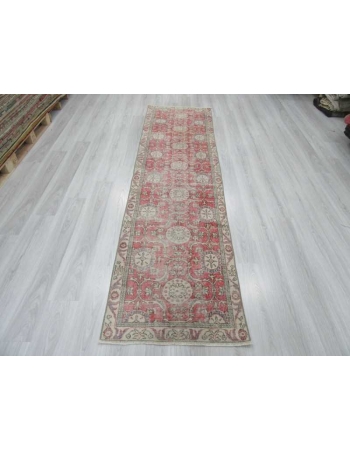 Vintage unique Turkish Oushak runner rug