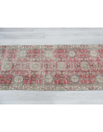 Vintage unique Turkish Oushak runner rug