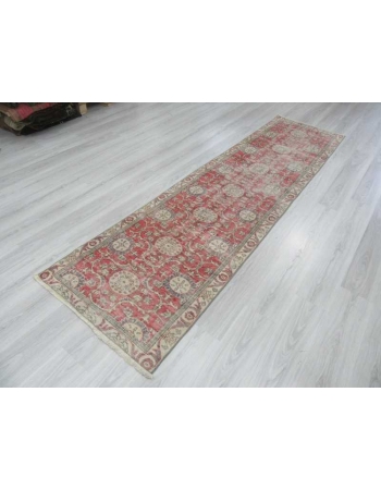 Vintage unique Turkish Oushak runner rug