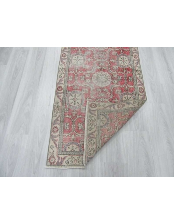 Vintage unique Turkish Oushak runner rug