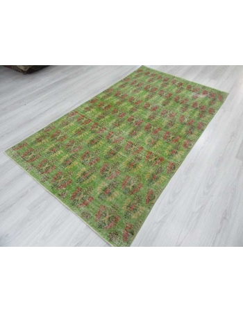 Unique green Turkish deco rug