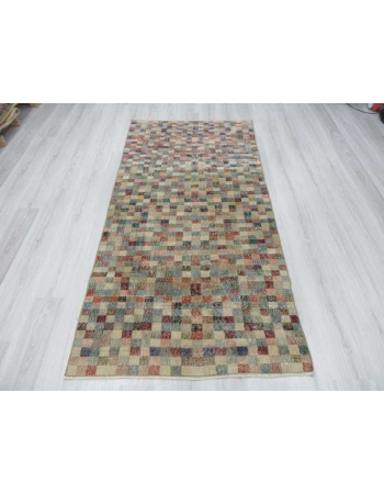 Vintage mosaic designed Turkish deco rug