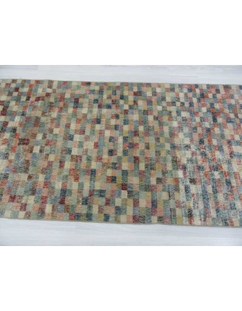 Vintage mosaic designed Turkish deco rug
