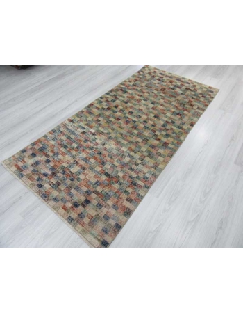 Vintage mosaic designed Turkish deco rug