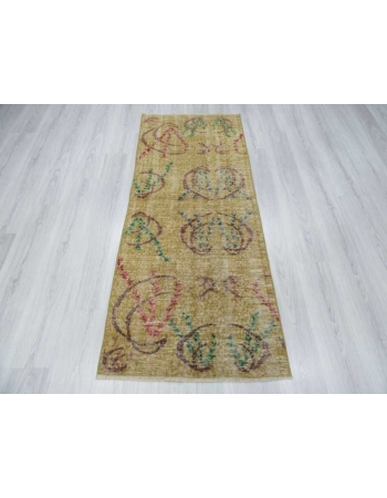 Yellow vintage Turkish deco rug