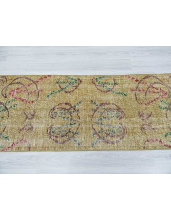 Yellow vintage Turkish deco rug