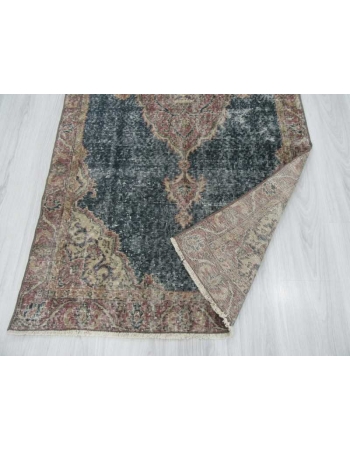 Distressed navy ground Turkish Oushak rug