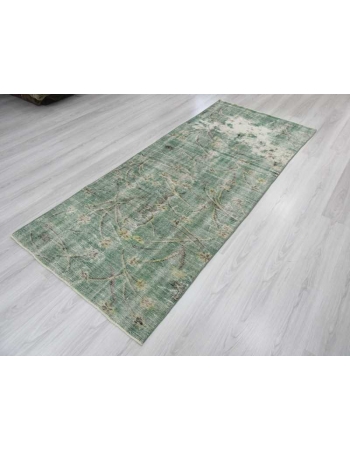 Distressed green Turkish deco rug
