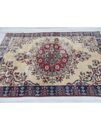 Vintage worn out Turkish Oushak rug