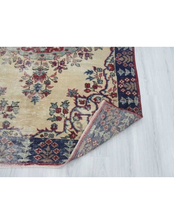 Vintage worn out Turkish Oushak rug