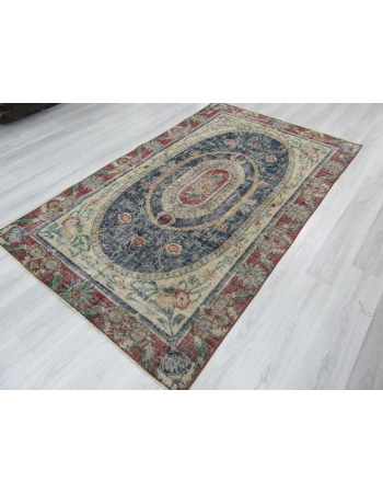 Distressed unique Turkish Oushak rug